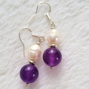 Amethyst & Pearl Earrings